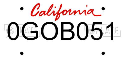 0GOB051 California License Plate