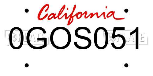 0GOS051 California License Plate