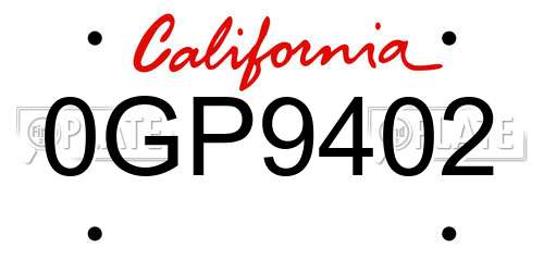 0GP9402 California License Plate