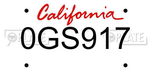 0GS917 California License Plate