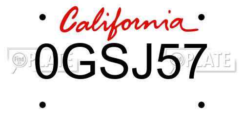 0GSJ57 California License Plate