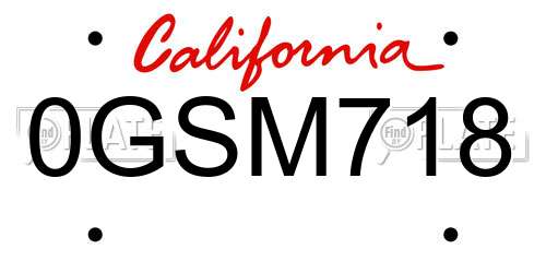 0GSM718 California License Plate