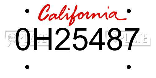 0H25487 California License Plate