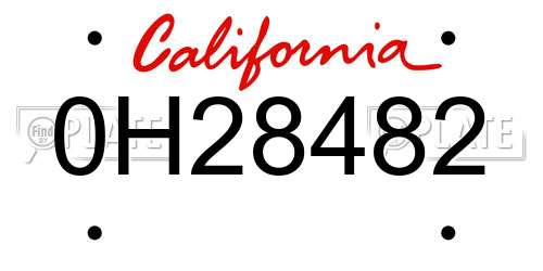 0H28482 California License Plate