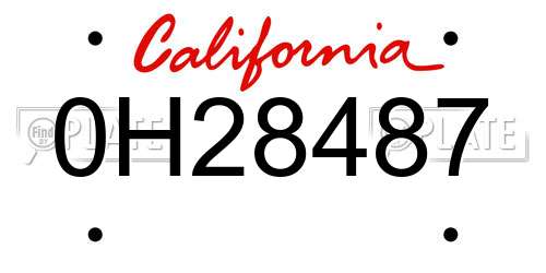 0H28487 California License Plate