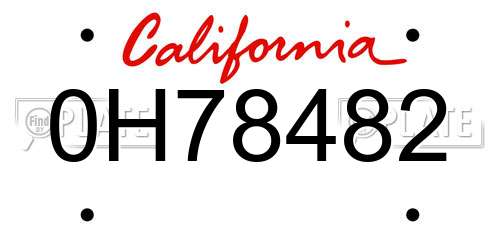 0H78482 California License Plate