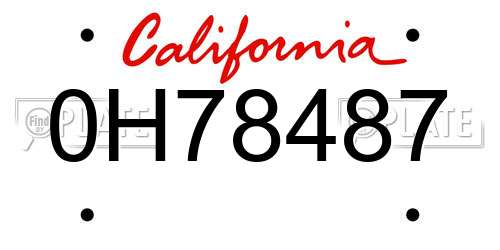 0H78487 California License Plate