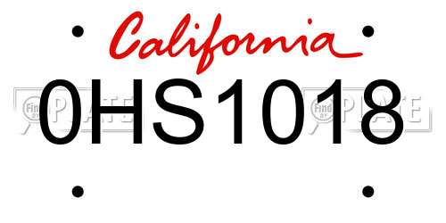 0HS1018 California License Plate