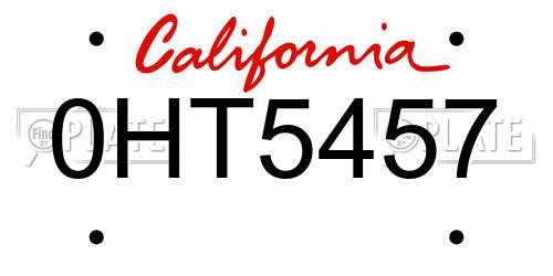0HT5457 California License Plate