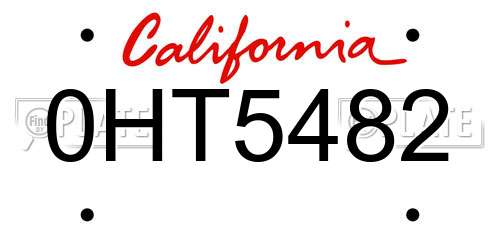 0HT5482 California License Plate