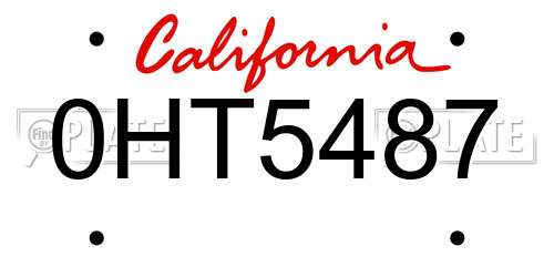 0HT5487 California License Plate