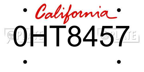 0HT8457 California License Plate