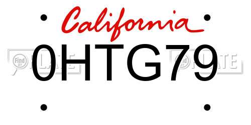 0HTG79 California License Plate