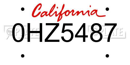 0HZ5487 California License Plate