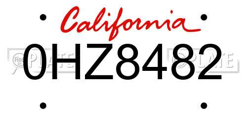 0HZ8482 California License Plate