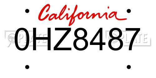 0HZ8487 California License Plate