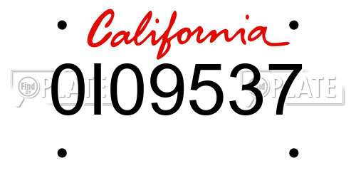 0I09537 California License Plate