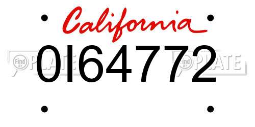 0I64772 California License Plate
