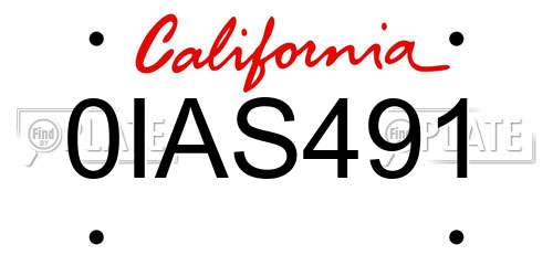 0IAS491 California License Plate