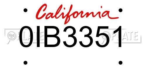 0IB3351 California License Plate