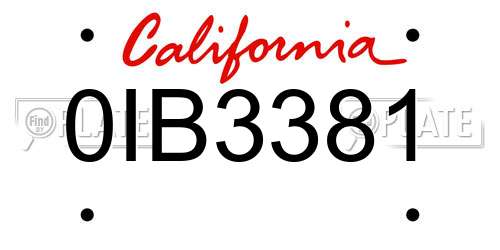 0IB3381 California License Plate