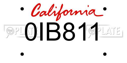 0IB811 California License Plate