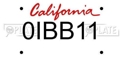 0IBB11 California License Plate