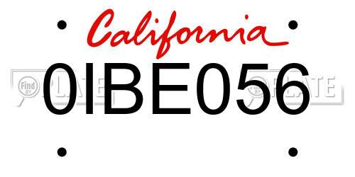0IBE056 California License Plate