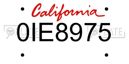 0IE8975 California License Plate
