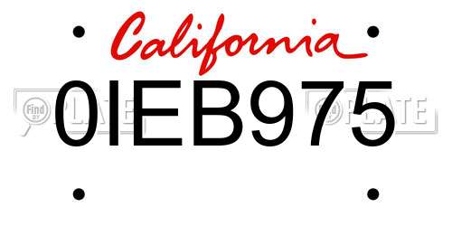 0IEB975 California License Plate