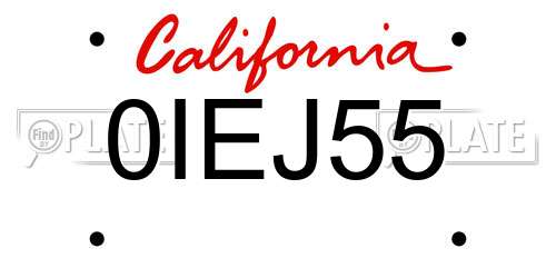 0IEJ55 California License Plate