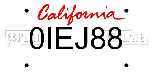 0IEJ88 California License Plate