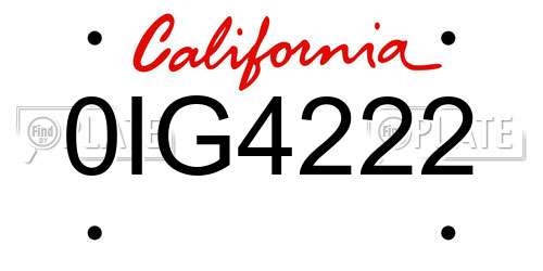 0IG4222 California License Plate