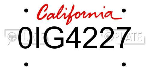 0IG4227 California License Plate
