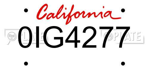 0IG4277 California License Plate