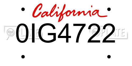 0IG4722 California License Plate