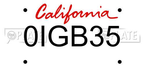 0IGB35 California License Plate