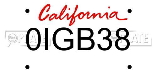 0IGB38 California License Plate
