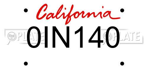 0IN140 California License Plate