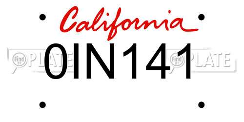 0IN141 California License Plate