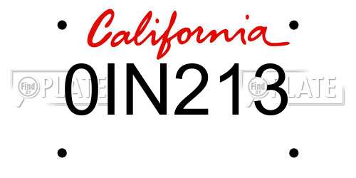 0IN213 California License Plate