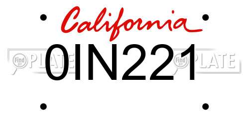 0IN221 California License Plate
