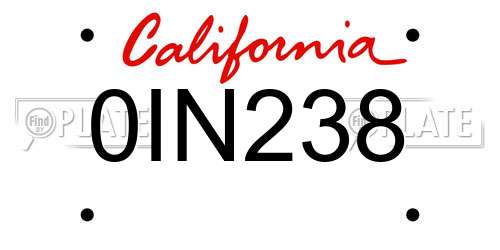 0IN238 California License Plate