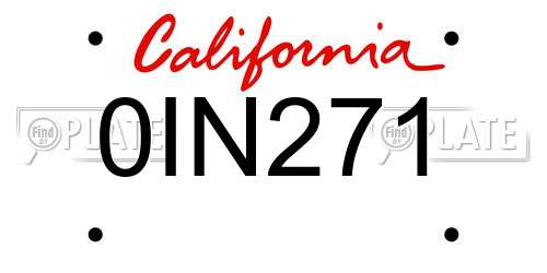 0IN271 California License Plate