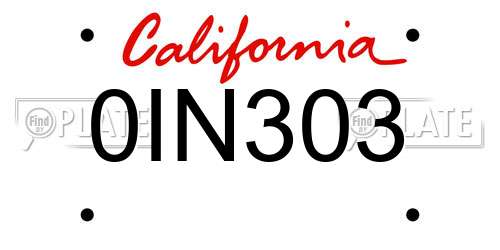 0IN303 California License Plate