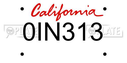 0IN313 California License Plate