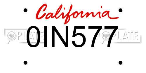 0IN577 California License Plate