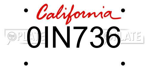 0IN736 California License Plate
