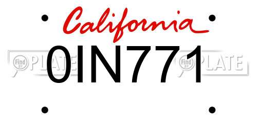 0IN771 California License Plate