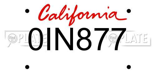 0IN877 California License Plate